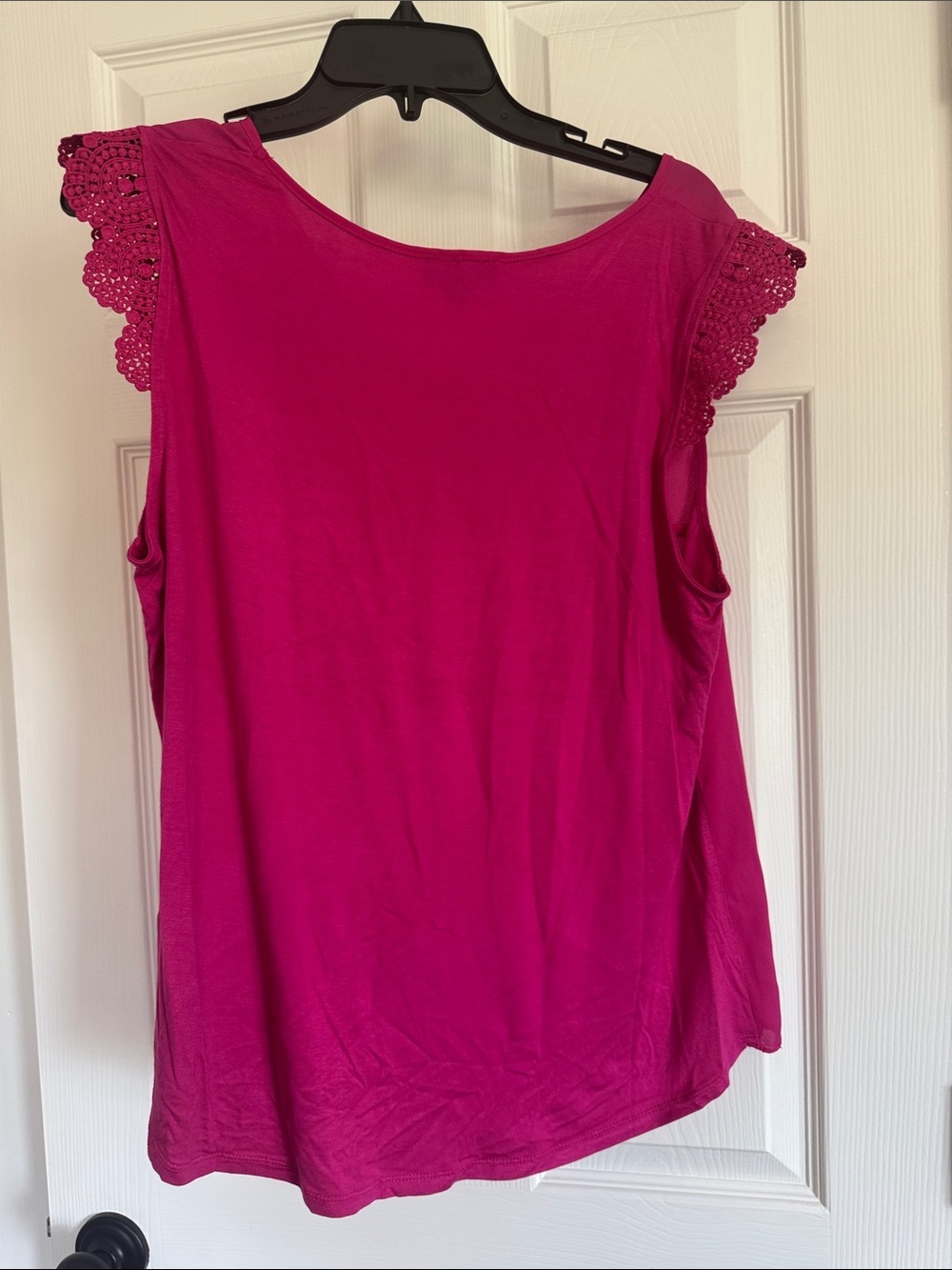 Fortune+Ivy for Stitchfix Fuchsia V-Neck Crochet Sleeve Blouse - Picture 7 of 8
